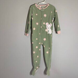 5/$25 Carter's little mouse flower‎ fleece zipper one piece pajamas jammies pjs